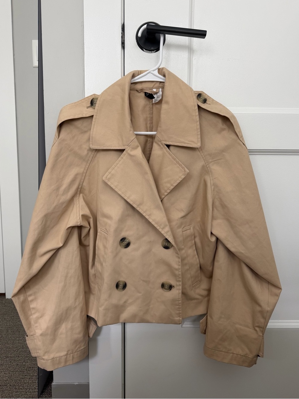 Beige Double-Breasted Trench Jacket